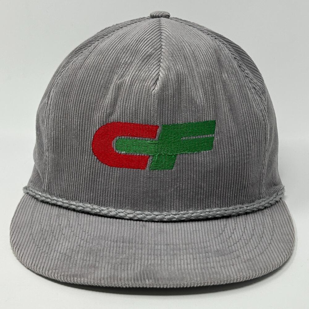 Vintage 80s Consolidated Freightways Hat Baseball Cap Corduroy Snapback Gray USA